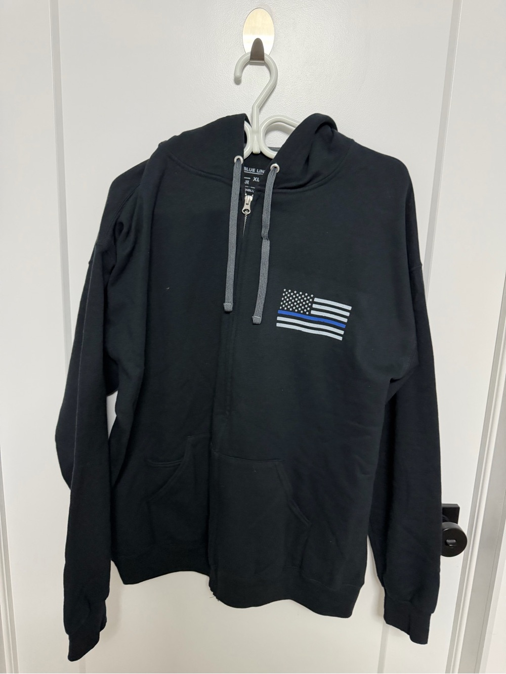 Thin blue line Black Zip-Up Hoodie - Size XL